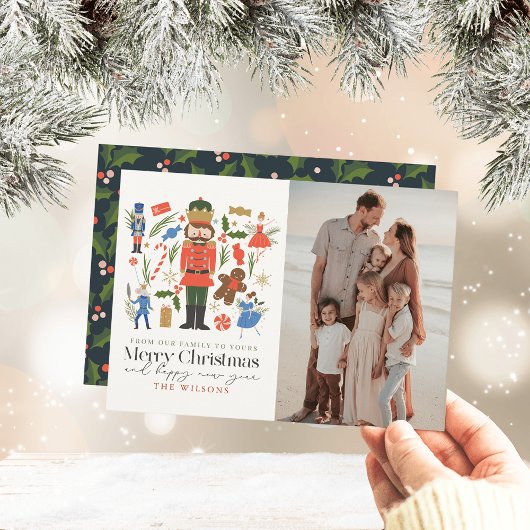 Festive Nutcracker Characters Christmas Foto Feiertagskarte