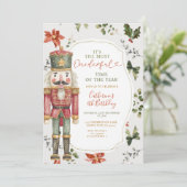Festive Nutcracker Christmas Elegant Greenery Einladung (Stehend Vorderseite)