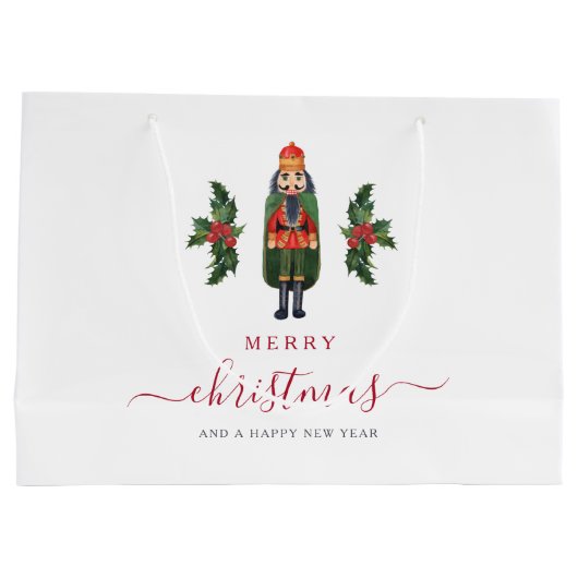Festive Nutcracker Frohe Weihnachten Große Geschenktüte (Rückseite)