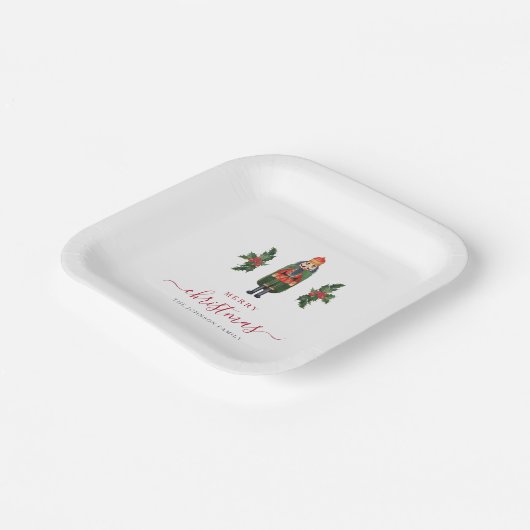 Festive Nutcracker Frohe Weihnachten Pappteller (Gewinkelt)