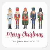 Festive Nutcracker Frohe Weihnachten Quadratischer Aufkleber (Vorderseite)