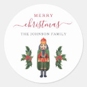 Festive Nutcracker Frohe Weihnachten Runder Aufkleber (Vorderseite)