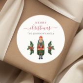 Festive Nutcracker Frohe Weihnachten Runder Aufkleber