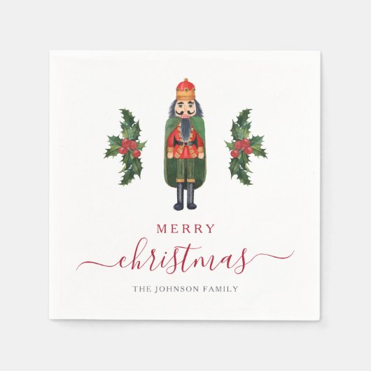 Festive Nutcracker Frohe Weihnachten Serviette (Vorderseite)