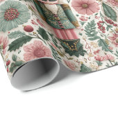 Festive Nutcracker in Pink & Green Geschenkpapier (Rolleneckpunkt)