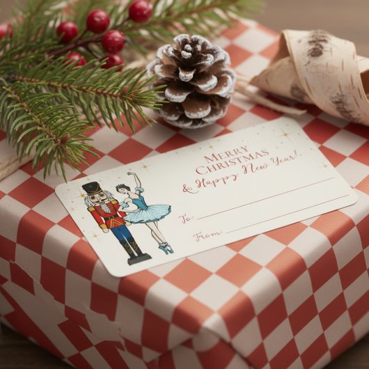 Festive Nutcracker Merry Christmas To From Labels Adressaufkleber