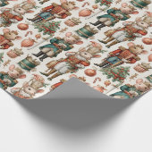 Festive Nutcracker Mice with Holiday Decor Geschenkpapier (Ecke)
