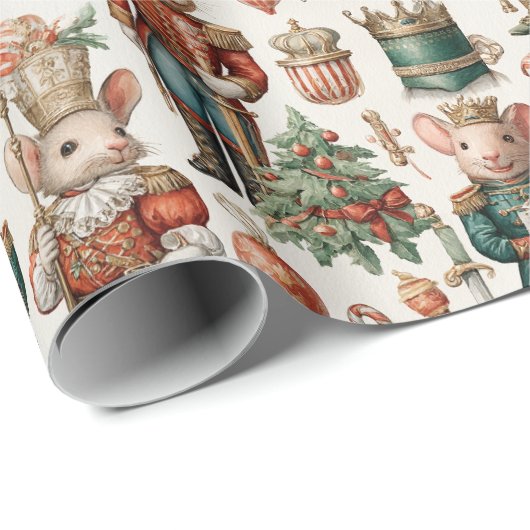 Festive Nutcracker Mice with Holiday Decor Geschenkpapier (Rolleneckpunkt)
