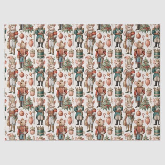 Festive Nutcracker Mice with Holiday Decor Seidenpapier (Vorderseite)