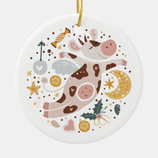 Festive Nutcracker-Ornament Keramik Ornament (Vorne)