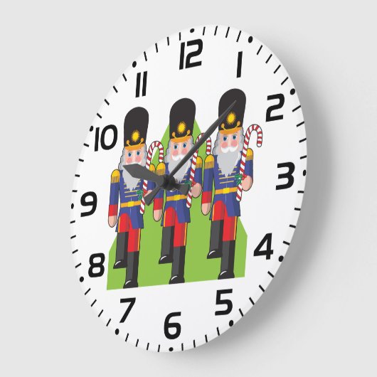 Festive Nutcracker Soldiers mit Candy Canes Große Wanduhr (Winkel)