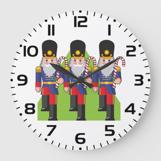 Festive Nutcracker Soldiers mit Candy Canes Große Wanduhr (Vorderseite)