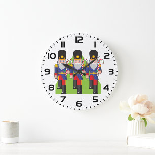 Festive Nutcracker Soldiers mit Candy Canes Große Wanduhr