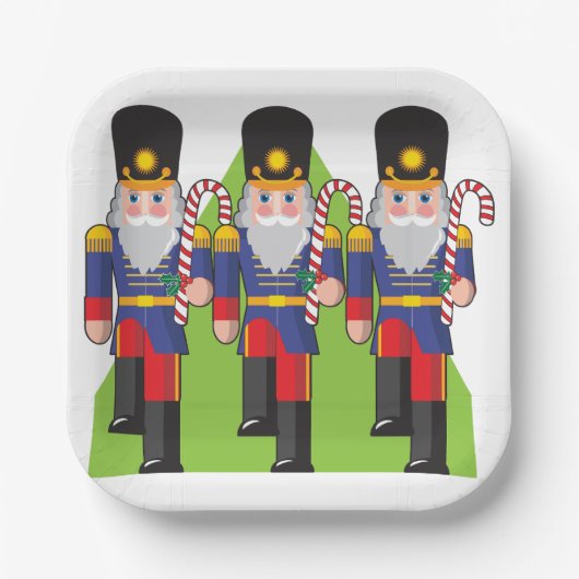 Festive Nutcracker Soldiers mit Candy Canes Pappteller (Vorderseite)