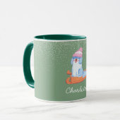 Festive Old English Sheepdog Name Pistachio Green Tasse (Vorderseite Links)