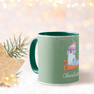 Festive Old English Sheepdog Name Pistachio Green Tasse