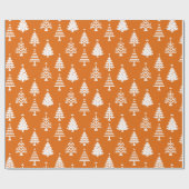 Festive Orange and White Christmas Tree Pattern Geschenkpapier (Flach)