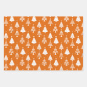 Festive Orange and White Christmas Tree Pattern Geschenkpapier Set (Vorderseite)