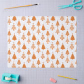 Festive Orange and White Christmas Tree Pattern Seidenpapier (Basteln)