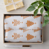 Festive Orange and White Christmas Tree Pattern Seidenpapier (Geschenk)