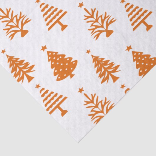 Festive Orange and White Christmas Tree Pattern Seidenpapier (Detail)