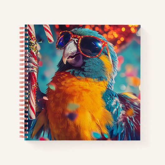 Festive Parrot with Sunglasses Notizblock (Vorderseite)