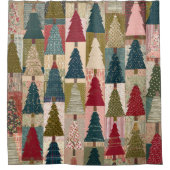 Festive Patchwork Christmas Tree Pattern (3) Duschvorhang (Vorderseite)