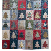 Festive Patchwork Christmas Tree Pattern (4) Duschvorhang (Vorderseite)