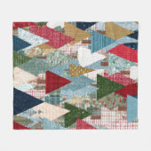 Festive Patchwork Christmas Tree Pattern Fleecedecke (Vorderseite (Horizontal))