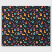 Festive Paw Prints & Party Treats Pet Anniversary Geschenkpapier (Flach)