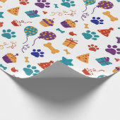 Festive Paw Prints & Party Treats Pet Anniversary Geschenkpapier (Ecke)