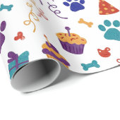 Festive Paw Prints & Party Treats Pet Anniversary Geschenkpapier (Rolleneckpunkt)