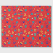 Festive Paw Prints & Party Treats Pet Anniversary Geschenkpapier (Flach)