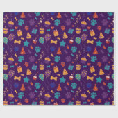 Festive Paw Prints & Party Treats Pet Anniversary Geschenkpapier (Flach)