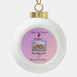 Festive Pawprint Holiday Keepsake Keramik Kugel-Ornament