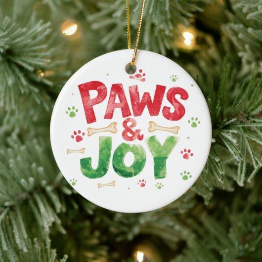 Festive "Paws and Joy" Christmas Pet Lover Holiday Keramik Ornament (Baum)