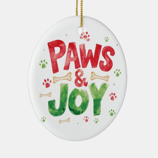 Festive "Paws and Joy" Christmas Pet Lover Holiday Keramik Ornament (Rechts)