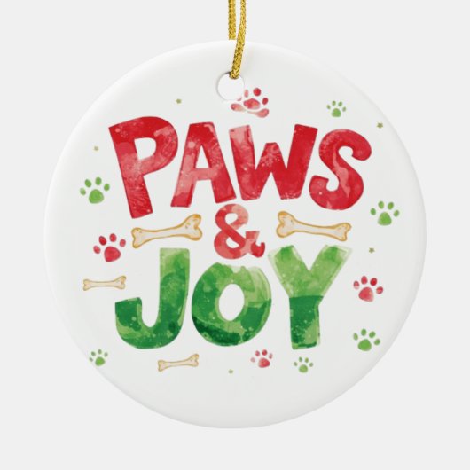 Festive "Paws and Joy" Christmas Pet Lover Holiday Keramik Ornament (Vorne)