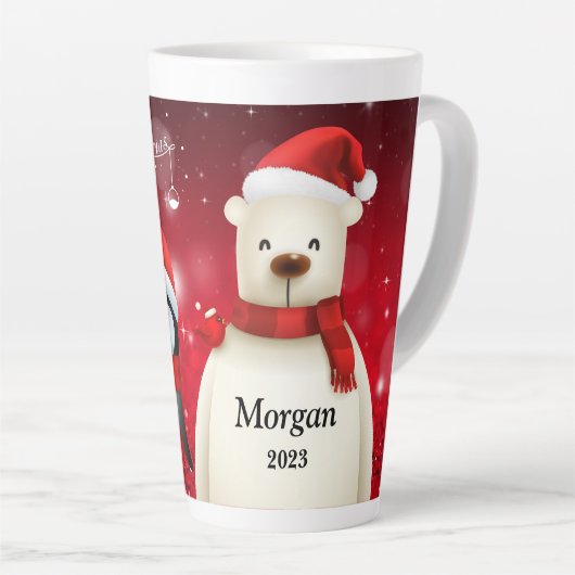 Festive PENGUIN & BEAR MERRY CHRISTMAS Latte Mug Milchtasse (Rechte Ecke)
