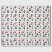 Festive Penguins Pattern Christmas Wrapping Paper Geschenkpapier (Flach)