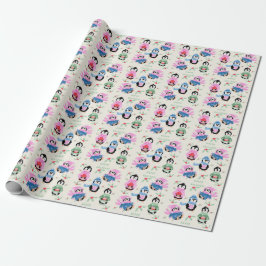 Festive Penguins Pattern Christmas Wrapping Paper Geschenkpapier