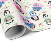 Festive Penguins Pattern Christmas Wrapping Paper Geschenkpapier (Rolleneckpunkt)