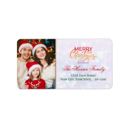 Festive Personalized Family Photo "Merry Christmas Adressaufkleber