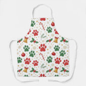 Festive Pet Paw Print Christmas Apron: Red & Green Schürze (Vorderseite)