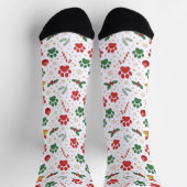 Festive Pet Paw Print Christmas Socks: Red & Green Socken (Oben)