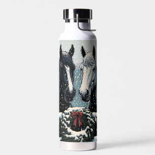 Festive Pferde   Frohe Weihnachten Trinkflasche