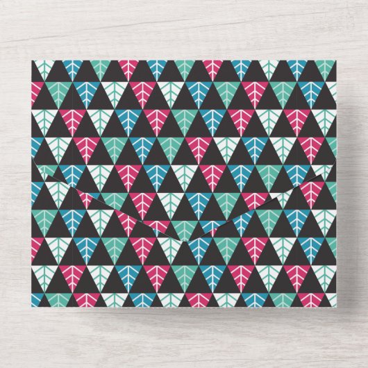 Festive Pine Triangle Mosaik Abstrakte Weihnachten All In One Einladung (Rückseite)