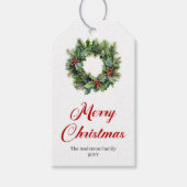 Festive Pine Wreath Christmas Editable Gift Tag Geschenkanhänger (Vorderseite)