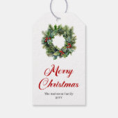 Festive Pine Wreath Christmas Editable Gift Tag Geschenkanhänger (Rückseite)