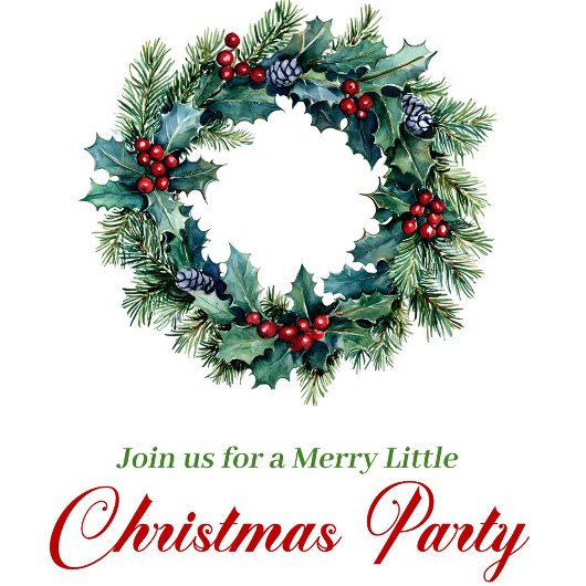 Festive Pine Wreath Christmas Party Editable Card Einladung